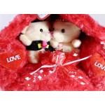 Valentines Special Beautiful Plush Red Love Hut with Couple Teddy Bears Valentines Special Beautiful Plush Red Love Hut with Couple Teddy Bears